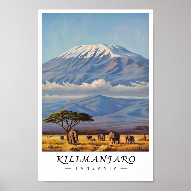Póster Kilimanjaro Tanzania Wall Art, African Mountain (Frente)