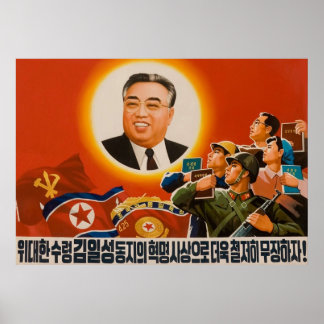 Póster Kim Ilsung, propaganda norcoreana de la RPDC