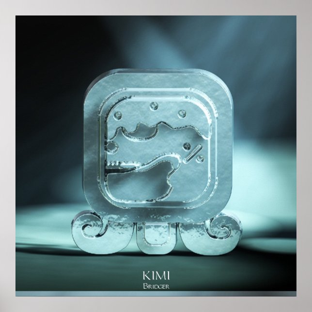 Póster kimi, worldbridger. Kin maya. Tzolkin. Inglés (Frente)