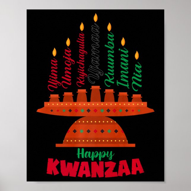 Póster Kinara Siete Velas Principios de Kwanzaa Feliz K (Frente)