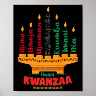 Póster Kinara Siete Velas Principios de Kwanzaa Feliz K