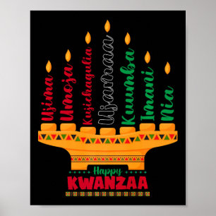 Póster Kinara Siete Velas Principios de Kwanzaa Feliz K