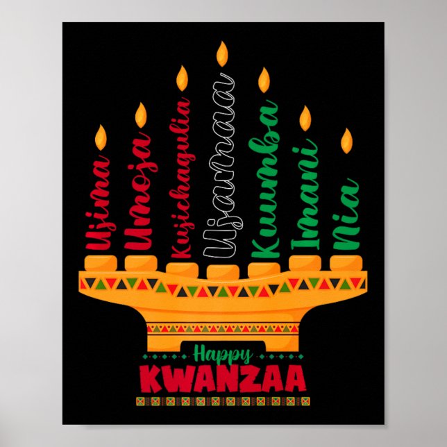 Póster Kinara Siete Velas Principios de Kwanzaa Feliz K (Frente)