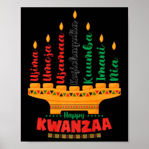 Póster Kinara Siete Velas Principios de Kwanzaa Feliz K