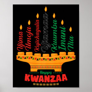 Póster Kinara Siete Velas Principios de Kwanzaa Feliz K