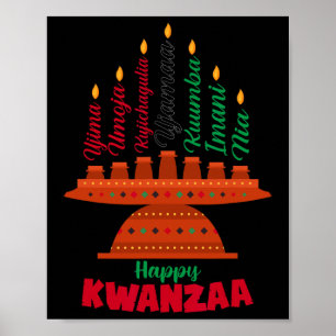 Póster Kinara Siete Velas Principios de Kwanzaa Feliz K