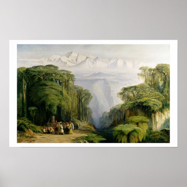 Póster Kinchinjunga de Darjeeling, 1879 (aceite sobre lie (Frente)