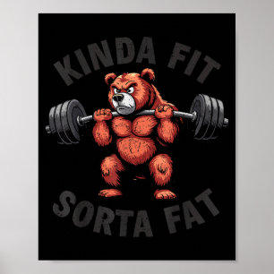 Póster Kinda Fit Sorta Fat Divertido Gimnasio Bulldog Lev