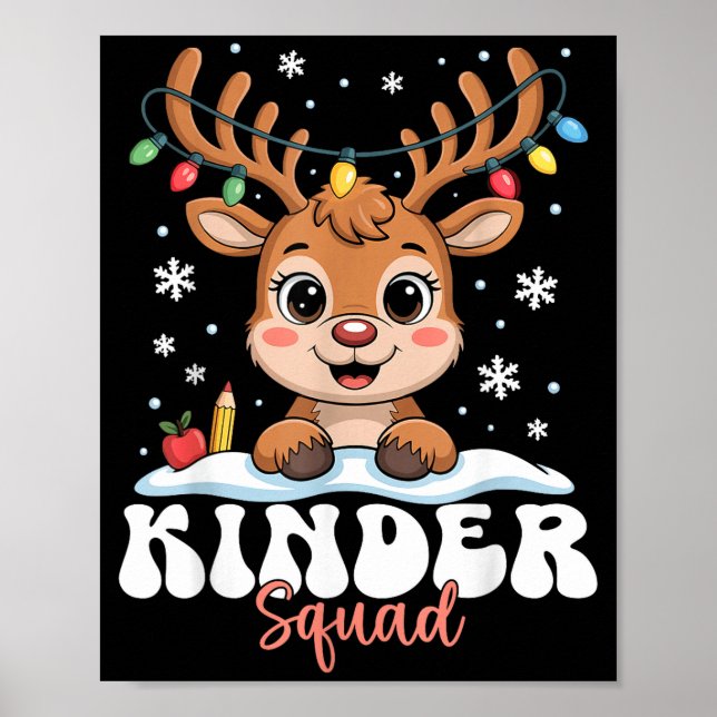 Póster Kinder Squad Reindeer Christmas Lights Cute Winter (Frente)