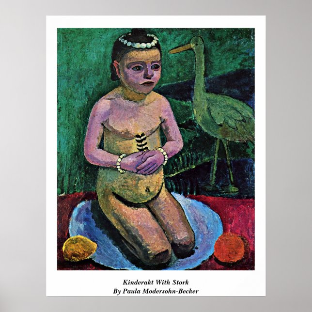 Póster Kinderakt Con Stork De Paula Modersohn-Becker (Frente)