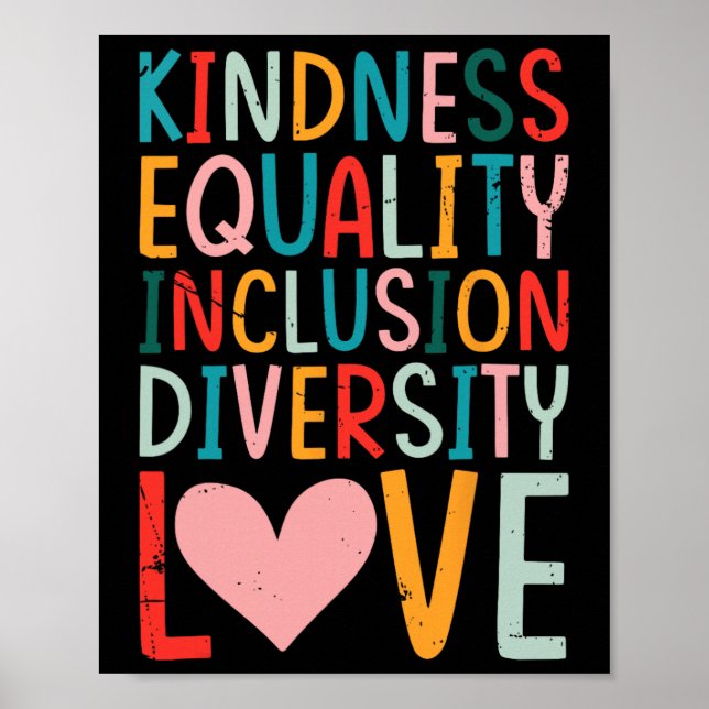 Póster Kindness Equality Inclusion Diversity Love - Sped  (Frente)