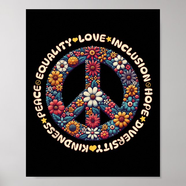 Póster Kindness Peace Equality Love Inclusion Hope Divers (Frente)