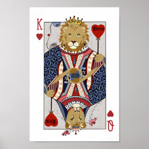 Póster King and Queen of Hearts Lions - Blue