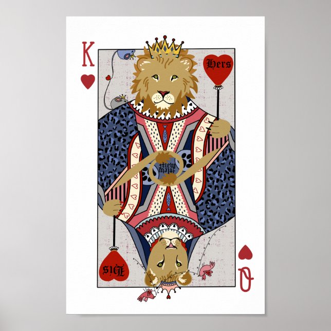 Póster King and Queen of Hearts Lions - Blue (Frente)