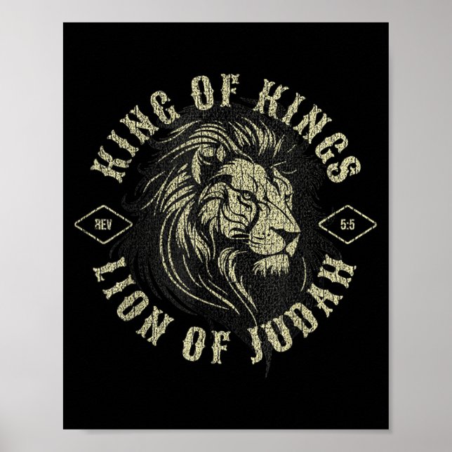 Póster King Of Kings Lion Of Judah Christian Faith Religi (Frente)