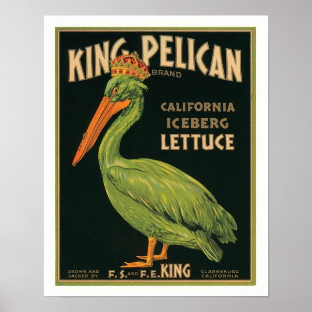Póster King Pelican California Iceberg Lettuce Vintage (Frente)