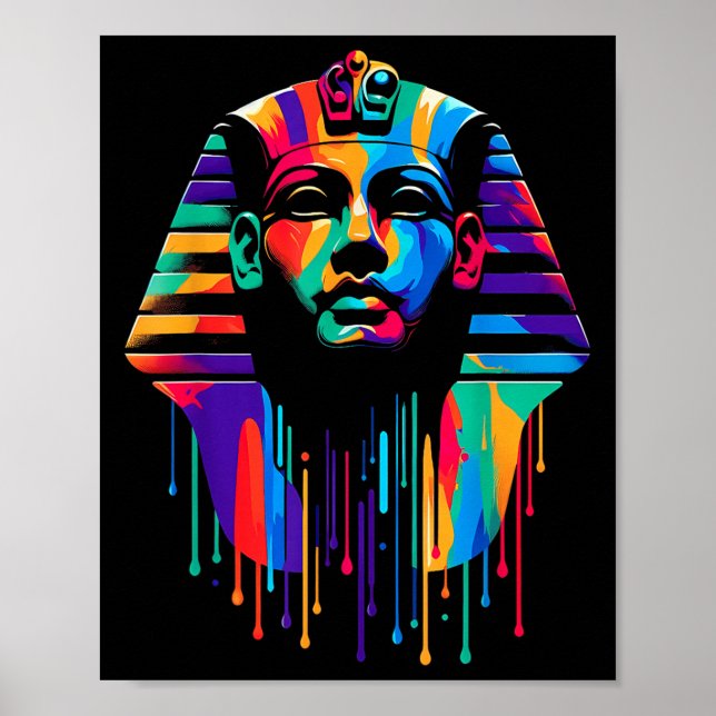 Póster King Tut. Tutankhamun Minimalist Vibrant Style Chr (Frente)