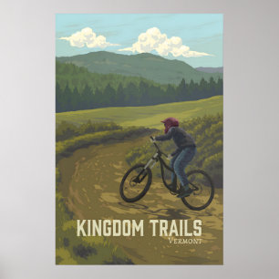 Póster Kingdom Trails Vermont Ciclismo de Montaña Viajes