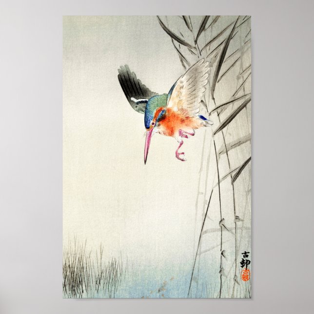 Póster Kingfisher Hunting - Ohara Koson - Vintage Art 8  (Frente)