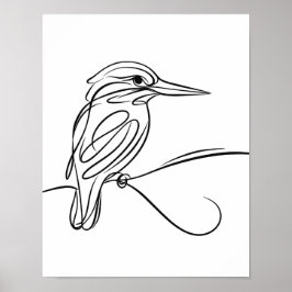 Póster Kingfisher Line Art Irish River Wildlife Poster