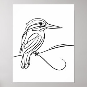 Póster Kingfisher Line Art Irish River Wildlife Poster