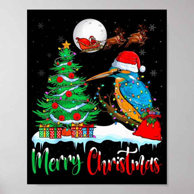 Póster Kingfisher Santa Hat Xmas Tree Merry Christmas Kin (Frente)