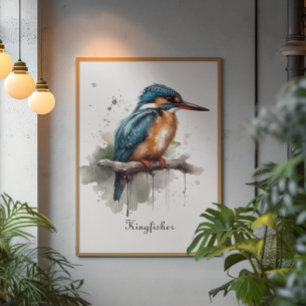 Póster Kingfisher sentado en una rama, personalizable