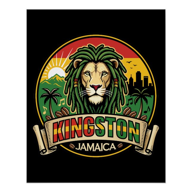 Póster Kingston Jamaica Isla Caribeña (Anverso)