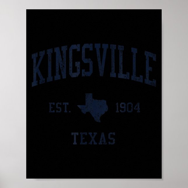 Póster Kingsville Tx Jn1 Vintage Athletic Blue Design  (Frente)