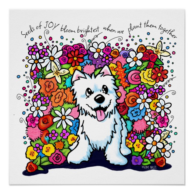 Póster KiniArt Westie Jardín Alegre (Anverso)