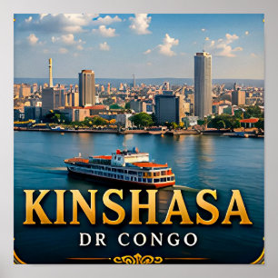 Póster Kinshasa Río Congo y dinámico horizonte