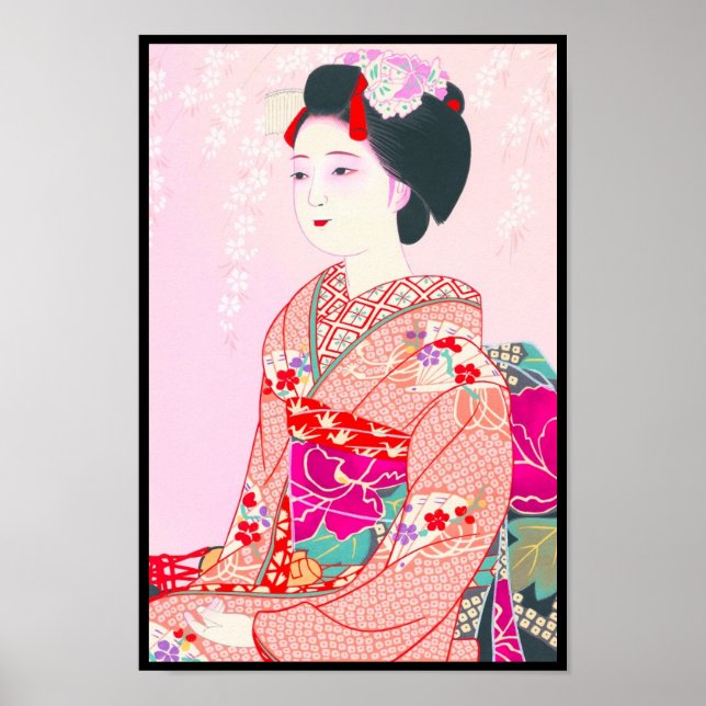 Póster Kioto Brocade, cuatro hojas - Primavera japonesa (Frente)