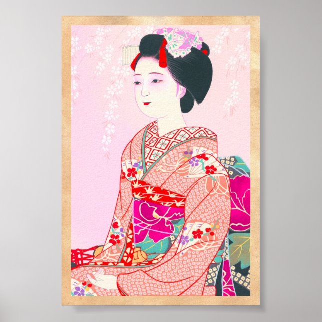 Póster Kioto Brocade, cuatro hojas - Primavera japonesa (Frente)