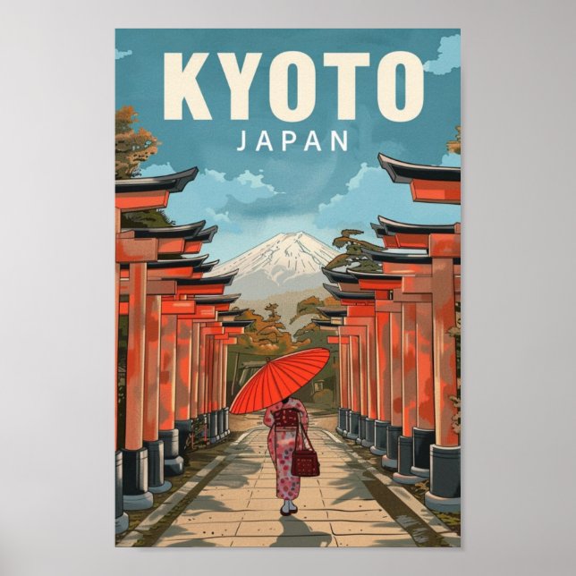 Póster Kioto Japón Vintage Famoso lugar de viaje (Frente)
