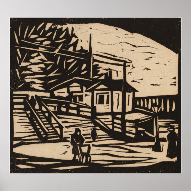 Póster Kirchner - Cobertizo en la orilla del Elba 1906 (Frente)