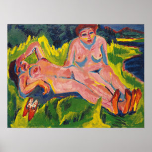 Póster Kirchner - Dos Figuras Rosa En El Lago