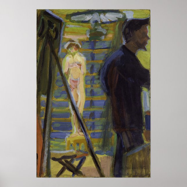 Póster Kirchner - Erich Heckel Y Modelo En El Estudio 1.. (Frente)
