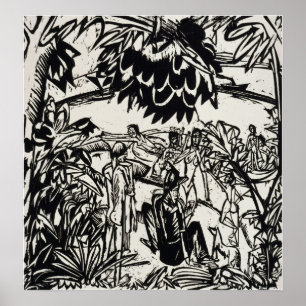 Póster Kirchner - Escena de baño bajo árbol colgante…