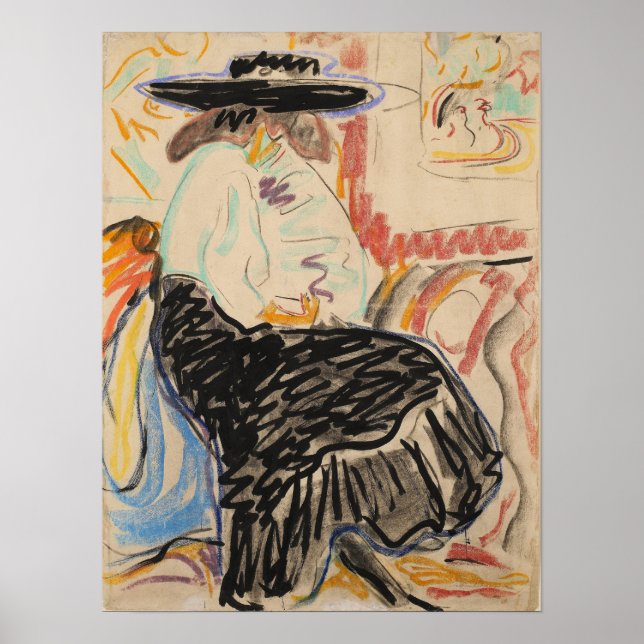 Póster Kirchner - Mujer sentada en el estudio (Frente)