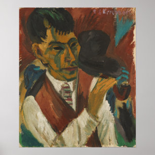 Póster Kirchner - Otto Mueller con pipa