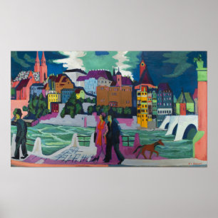 Póster Kirchner - Vista de Basilea y el Rin