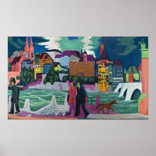 Póster Kirchner - Vista De Basilea Y El Rin (Frente)