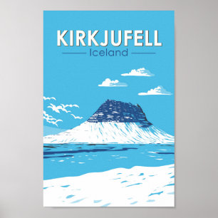 Póster Kirkjufall Islandia Viaje al Vintage
