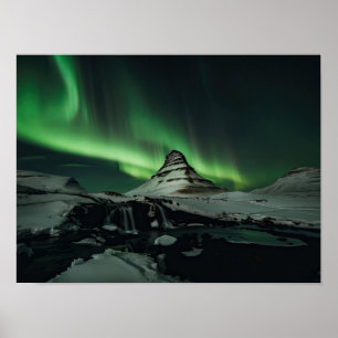 Póster Kirkjufall y el poster de las luces del norte