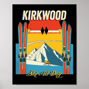 Póster Kirkwood California Esquí Todo el Día - Retro Vint