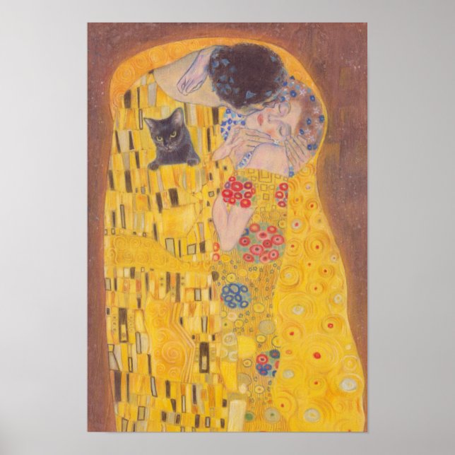 Póster Kiss and cat Gustav Klimt (Frente)
