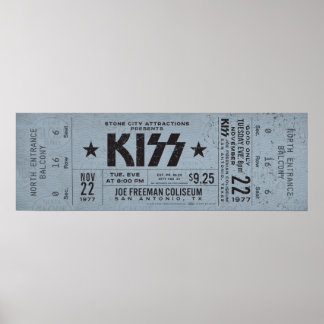 Póster KISS Concert Ticket – Vintage Rock Wall Art Print