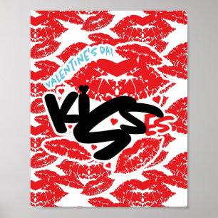 PÓSTER KISSES SAN VALENTIN DAR/BESO BESOS LABIOS COR