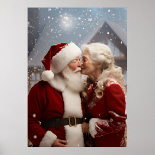 Póster Kissing Mr. y la Sra. Santa Claus