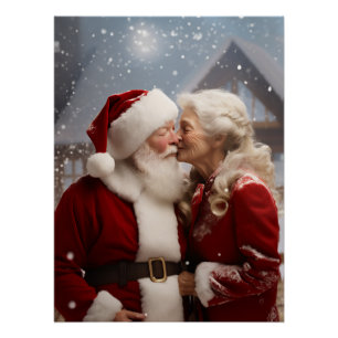 Póster Kissing Mr. y la Sra. Santa Claus